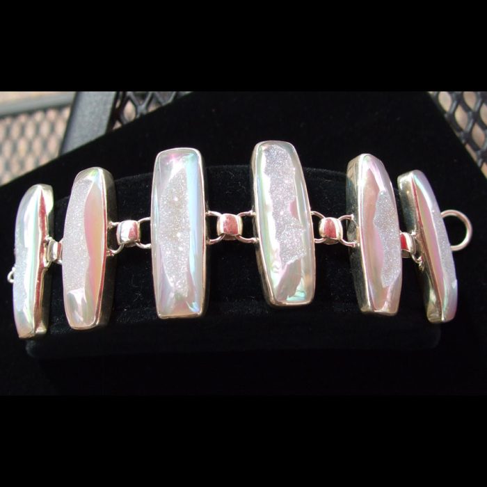 Sterling Silver and Titanium Druzy Quartz bracelet