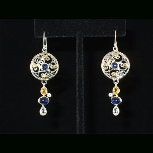 Sapphire, Citrine Sterling Earrings