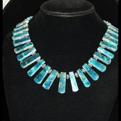 Apatite Sterling Silver Handmade Beaded Necklace