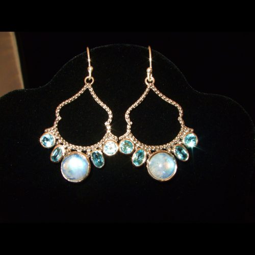 Moonstone, Blue Topaz Earrings