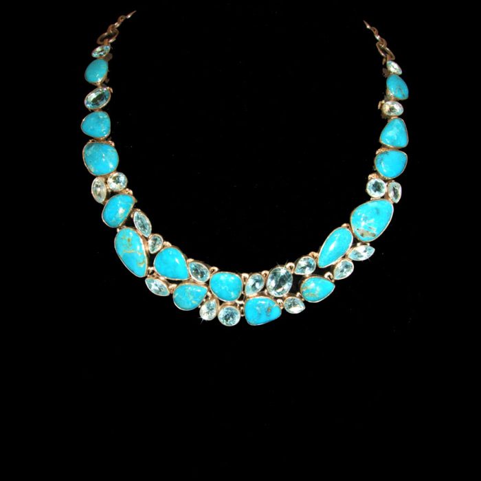 Turquoise, Blue Topaz Sterling Silver Necklace