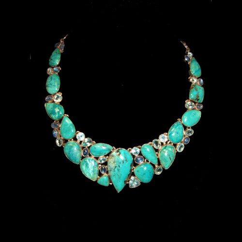 Shattuckite, Kyanite, Blue Topaz Sterling Silver Multi-gemstone necklace