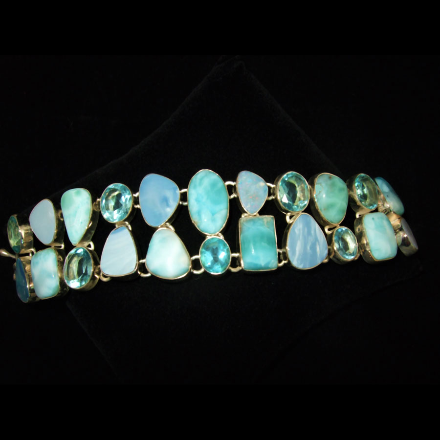 Larimar, Blue Topaz, Opal Bracelet Etania Gems & Jewelry