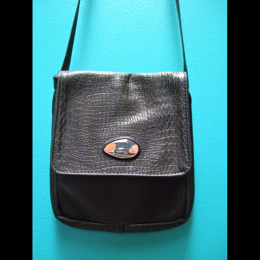 leather purse with turquoise stone