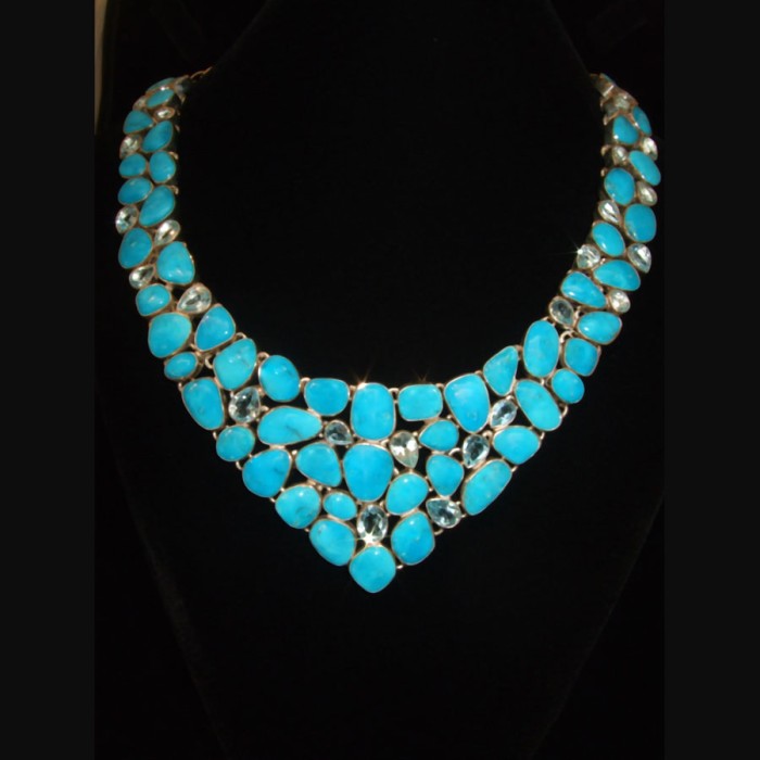 Turquoise, Blue Topaz Multi Gemstone Necklace