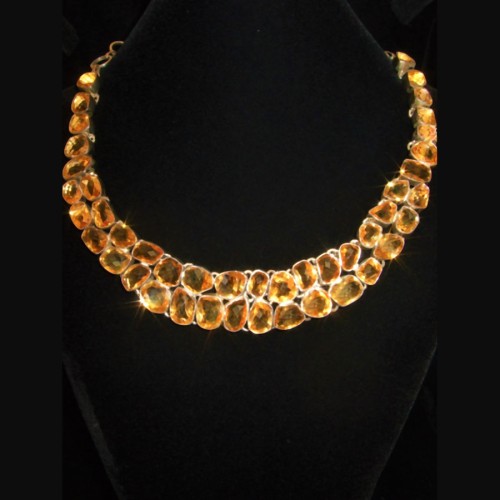 Citrine Multi-gemstone Sterling Silver Necklace