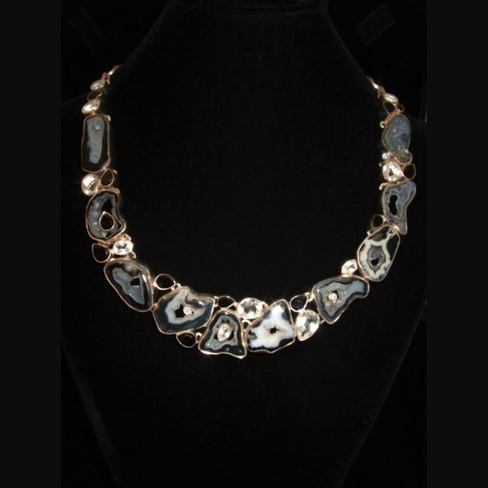 Midnight Shimmer, Black Agate, Spinel and White Topaz Necklace
